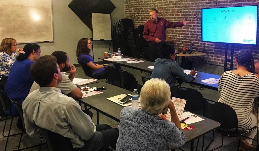 Photo of David Braughler, President and CEO of Braughler Books, presenting at the Entrepreneur's Publishing Workshop