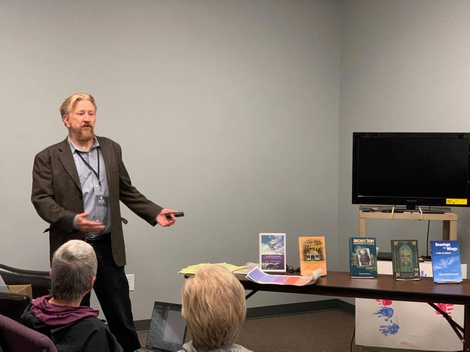 Photo of David Braughler, President and CEO of Braughler Books, presenting at the Ohio Christian Writers Conference