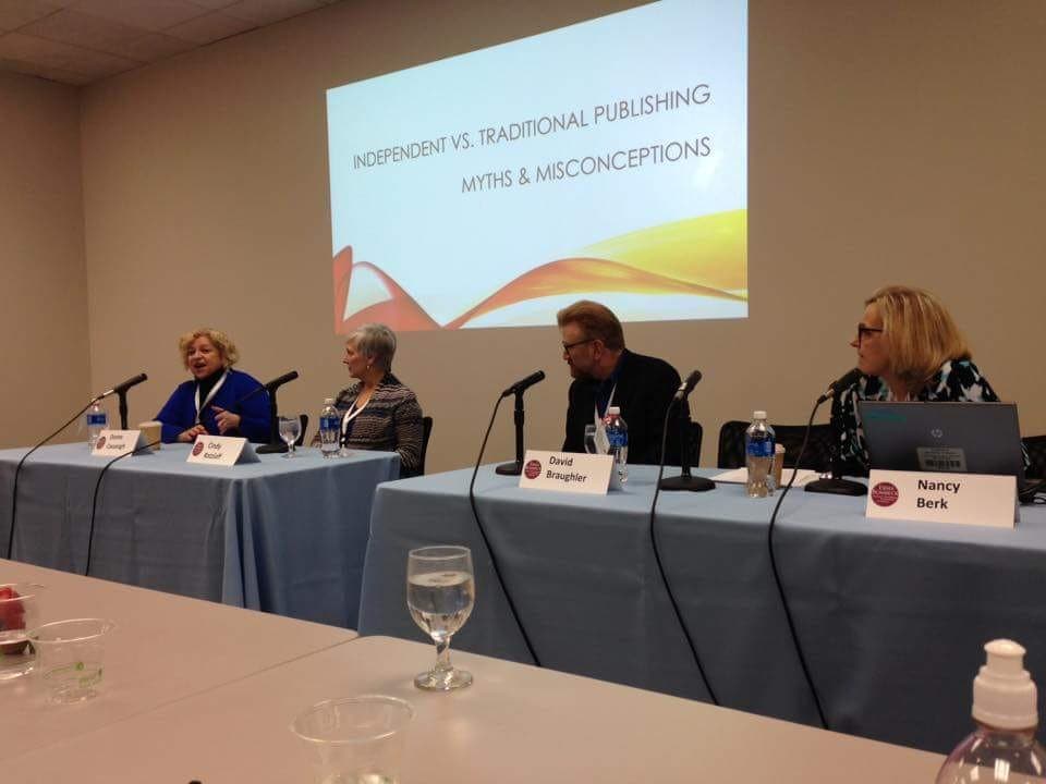 David Braughler, President and CEO of Braughler Books, participates in a speaker panel at an Erma Bombeck Panel