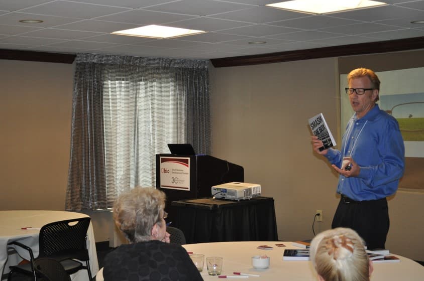 David Braughler, President and CEO of Braughler Books, presents at a publishing industry event